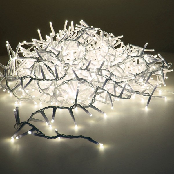 Guirnalda multifunción, uso exterior, led compact, blanco cálido, cable transparente, 500 leds, 11 m