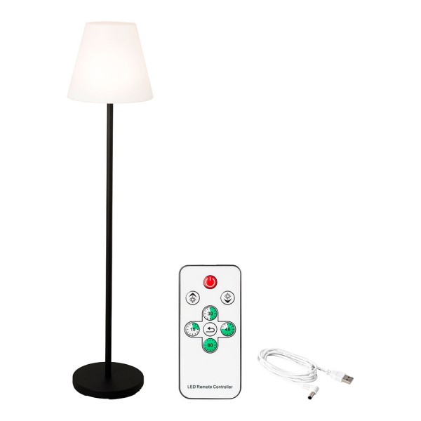 Lámpara de pie para exterior y interior recargable con mando a distancia color blanco y negro 150 cm
