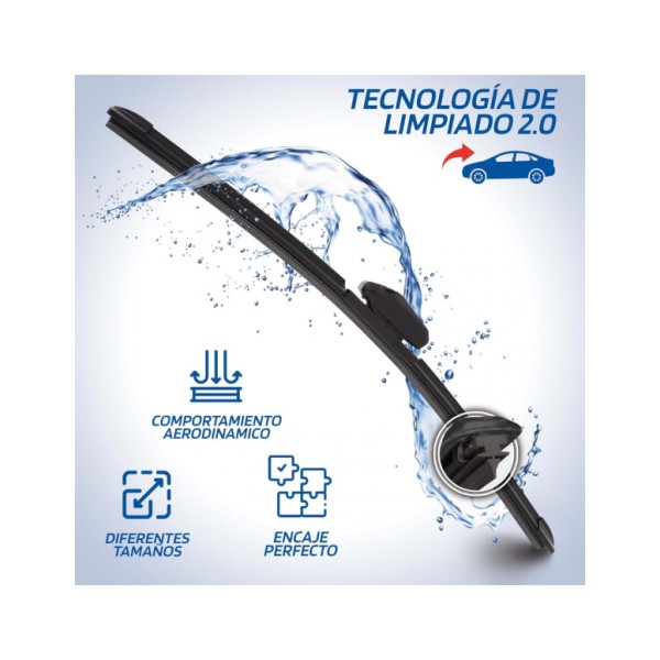 Escobilla Limpiaparabrisas Modelo Aquan71 Ultra Flex Series 28" 71 cm 1 Unidad con 8 Adaptadores