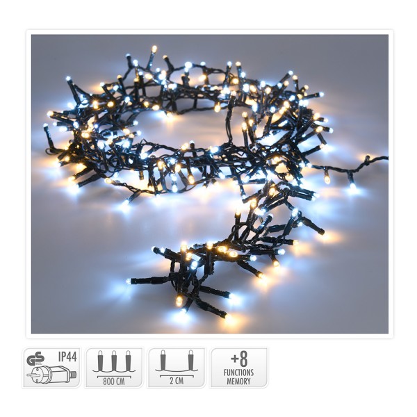 Guirnalda multifunción, uso exterior, snake, luz fría y cálida, 400 leds, 11 m